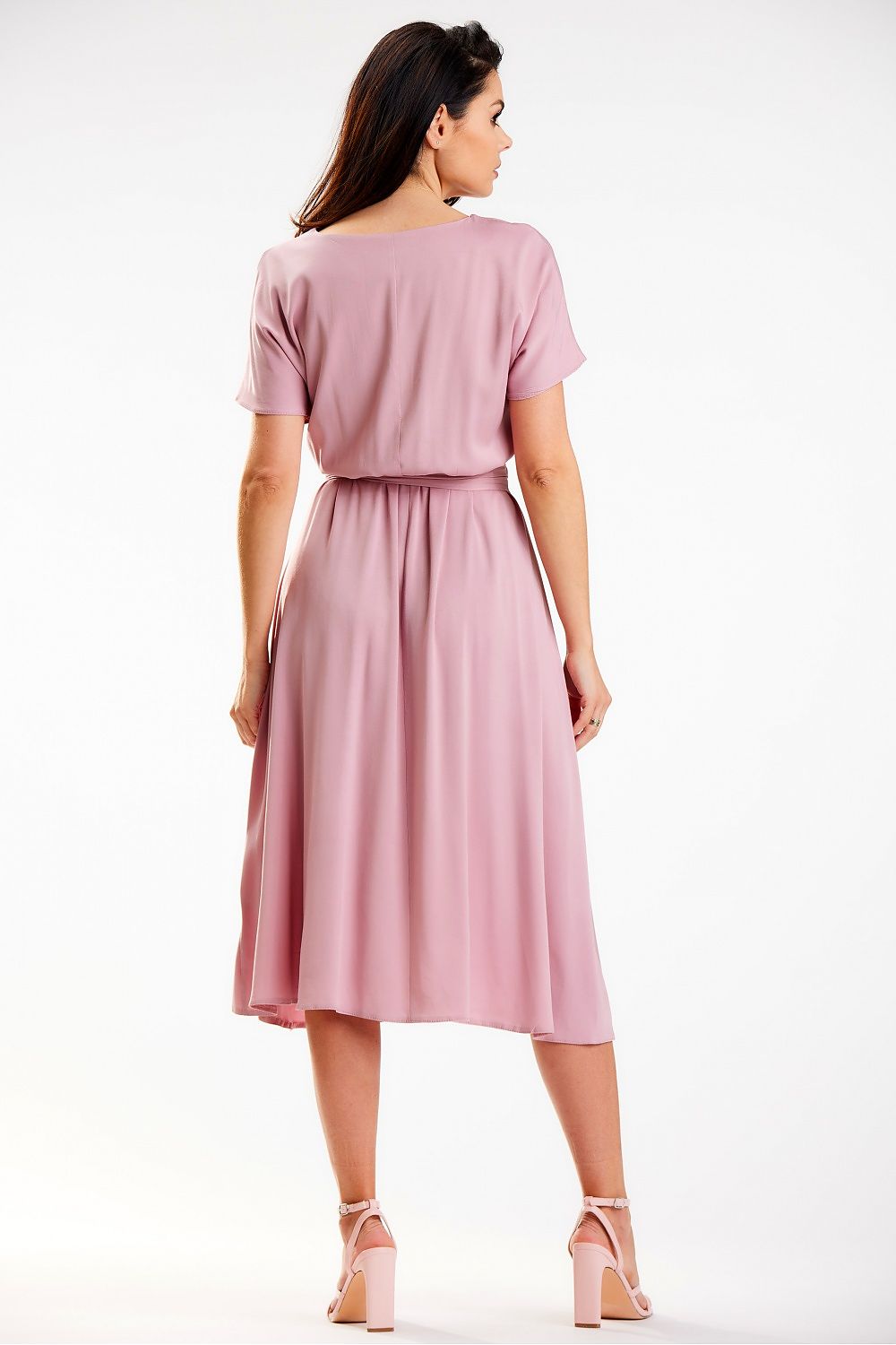 Elegant Midi Length Kimono Dress by Awama – Soft Viscose, Sash Detail, Perfect for Work and Leisure
