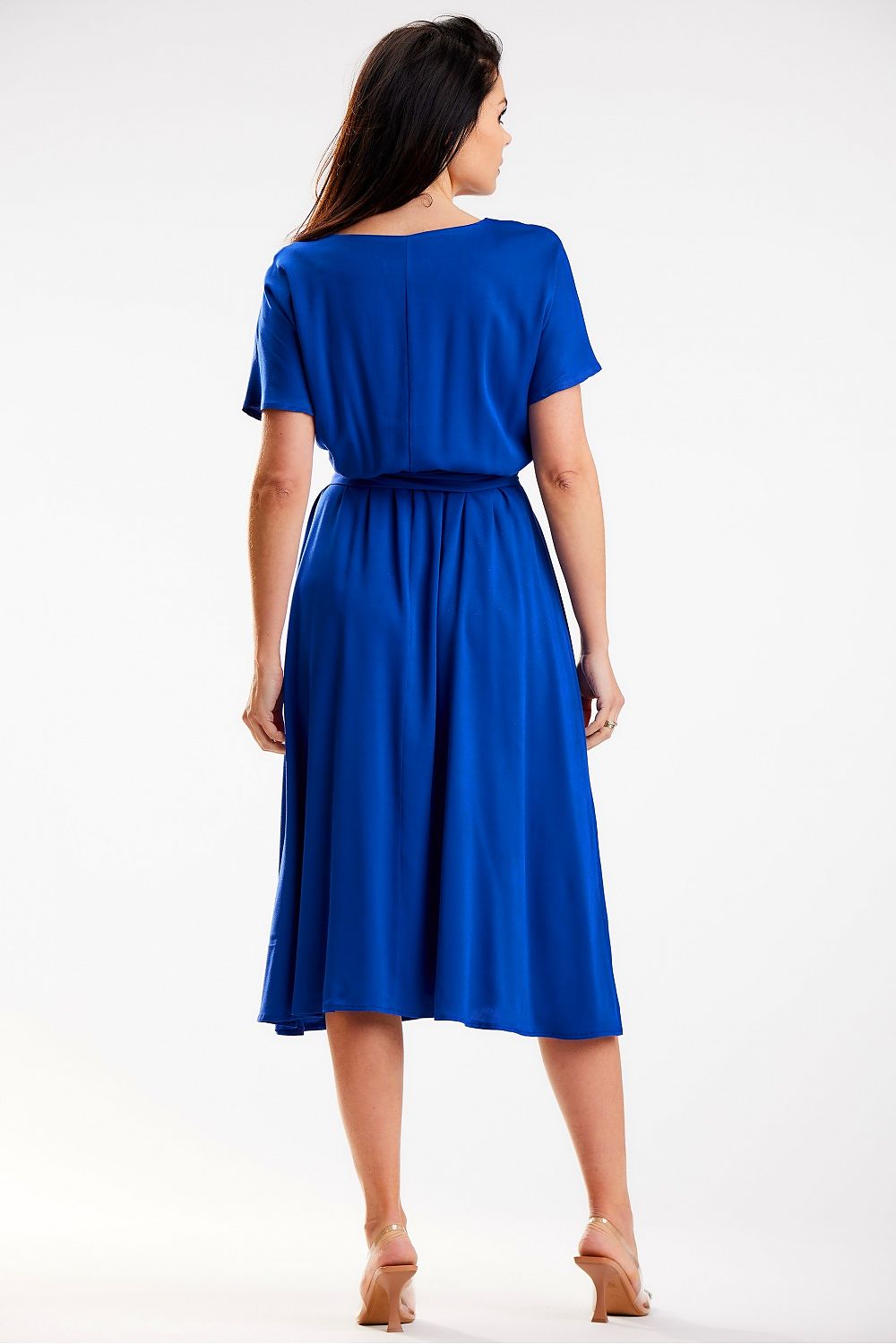 Elegant Midi Length Kimono Dress by Awama – Soft Viscose, Sash Detail, Perfect for Work and Leisure
