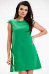 Elegant Mini Dress with Short Sleeves | Loose Trapezoidal Cut | Designed in Poland
