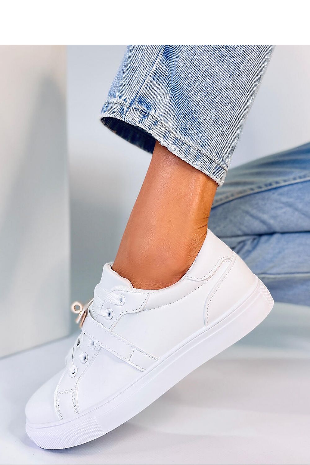 Inello Women's Sneakers - Chic White Design with Gold Clasp and Ultimate Comfort