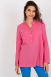 Och Bella Cotton Muslin Blouse with V-Neck, Long Sleeves and Front Pocket – Elegant Loose Fit