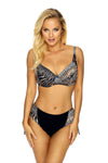 Elegant Etna Two-Piece Swimsuit with Animal Motif, Soft Cups for Curvy Busts, Adjustable Straps