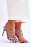Elegant Rhinestone-Embellished Heel Sandals with Comfortable Eco Leather Insole - 10cm Stiletto