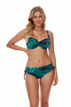 Lupo Line Classic High-Waisted Swimming Panties with Exotic Leaf Motif and Fancy Gold Accents