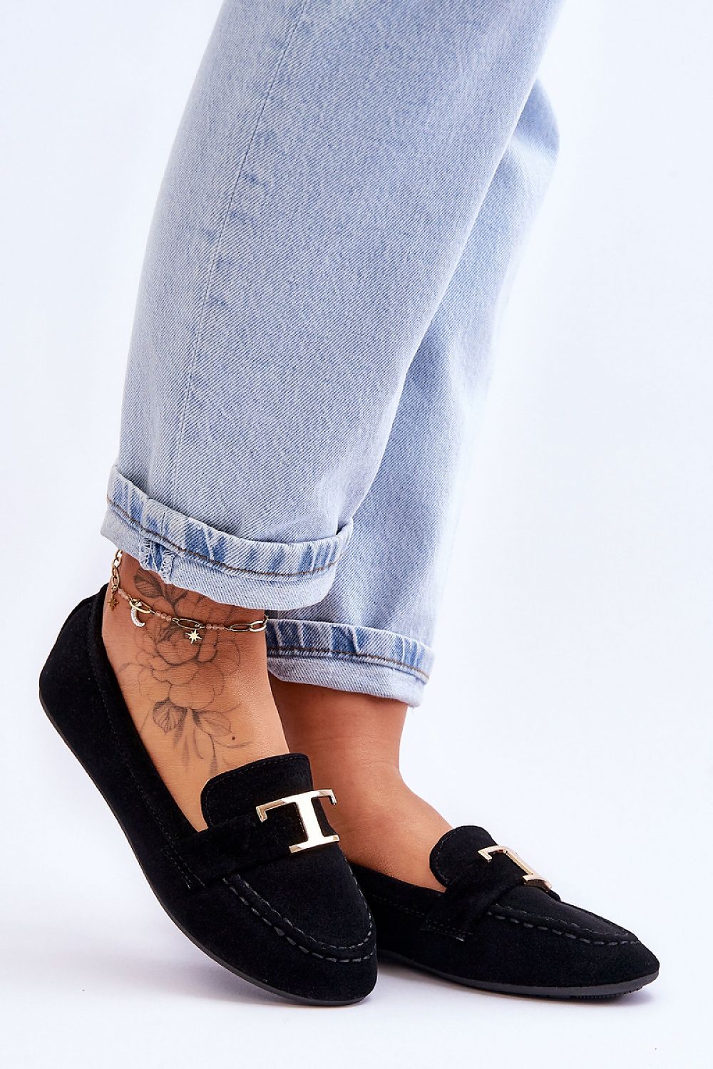 Women's Classic Slip-On Moccasins with Eco Leather Insole and Decorative Strap