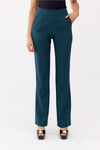 Elegant Roco Fashion Women's Straight Trousers - Tailored Fit, Elastic Polyester, Side Pockets