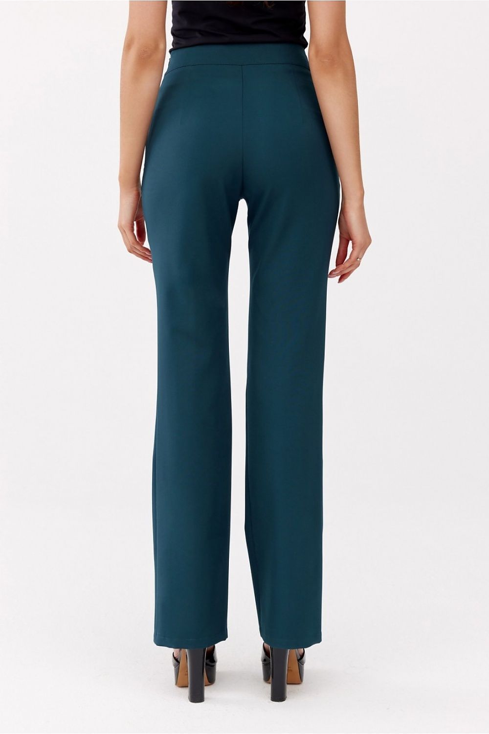 Elegant Roco Fashion Women's Straight Trousers - Tailored Fit, Elastic Polyester, Side Pockets