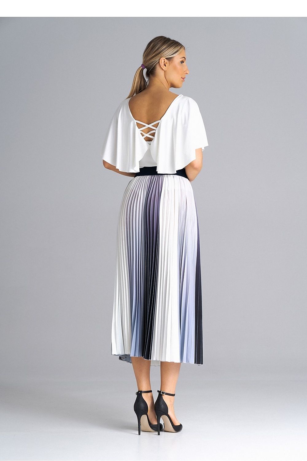 Luxury Midi Pleated Skirt by Figl with Elastic Waistband - 100% Polyester, Perfect for Any Occasion