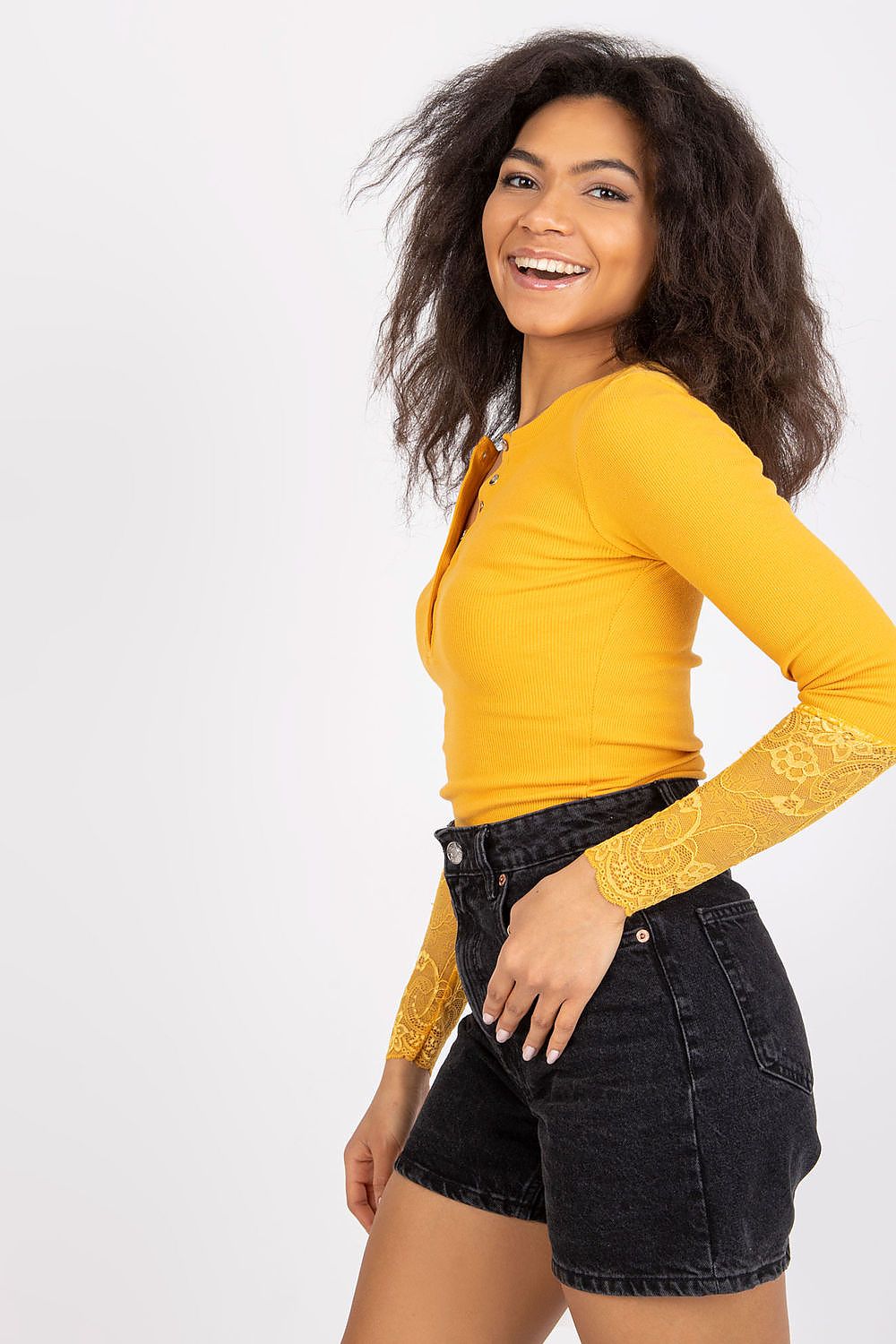 Elegant Ribbed Blouse With Lace Detail by Rue Paris – Daily Casual To Chic Style