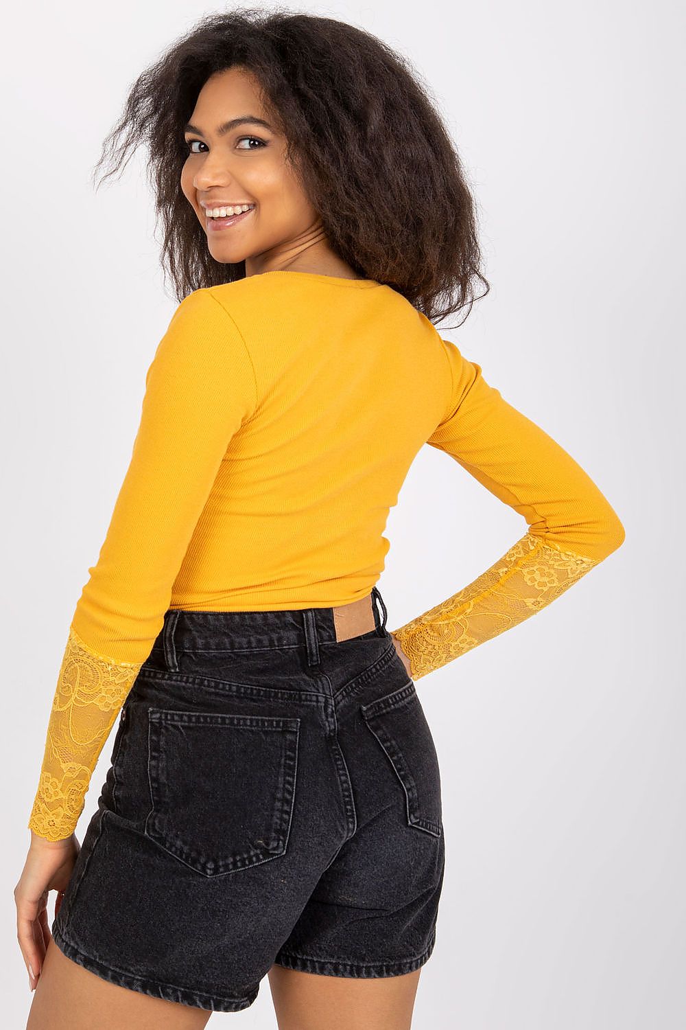 Elegant Ribbed Blouse With Lace Detail by Rue Paris – Daily Casual To Chic Style