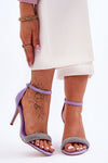 Elegant Stiletto Heel Sandals with Rhinestone Detail and Eco-Suede Finish