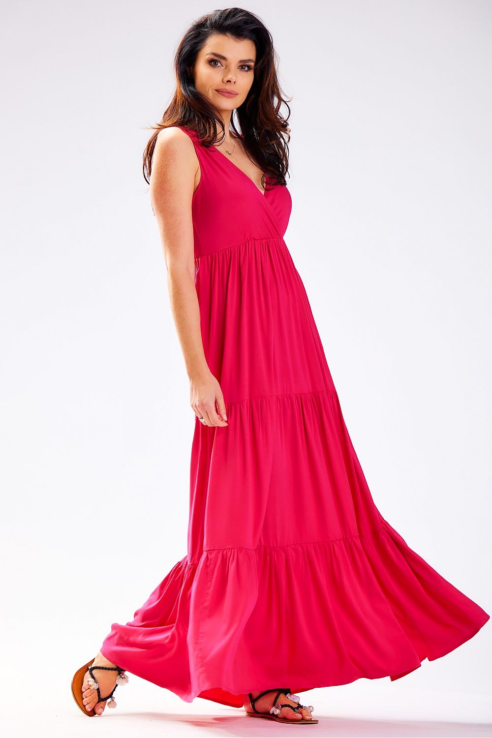 Stylish Loose Summer Daydress by Awama - Natural Viscose with Ruffled Hem, Oversized Fit