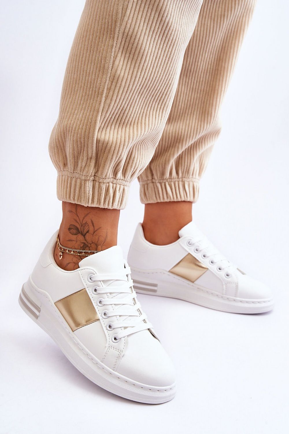 Stylish Eco Leather Sport Shoes with Rounded Toe and Comfortable Platform - Available in Multiple Sizes