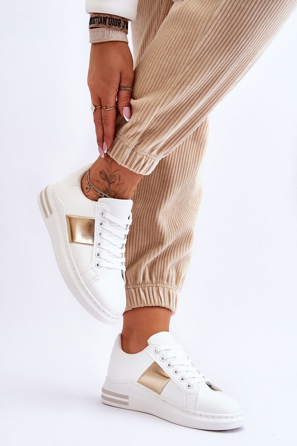 Stylish Eco Leather Sport Shoes with Rounded Toe and Comfortable Platform - Available in Multiple Sizes
