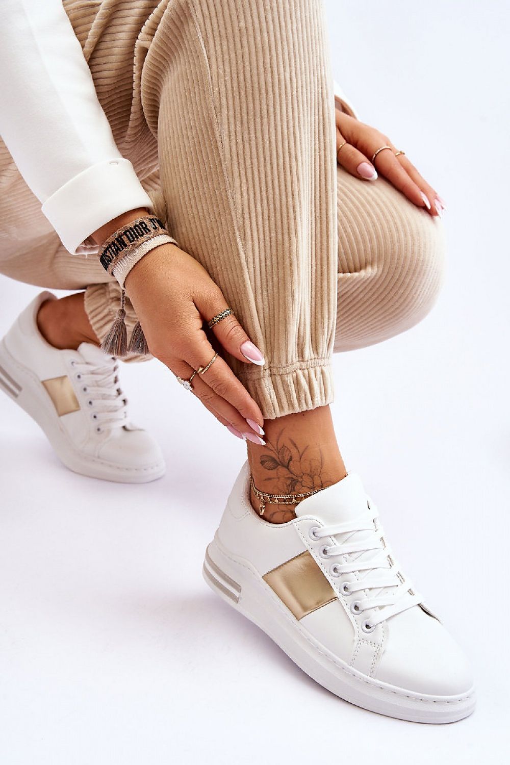 Stylish Eco Leather Sport Shoes with Rounded Toe and Comfortable Platform - Available in Multiple Sizes