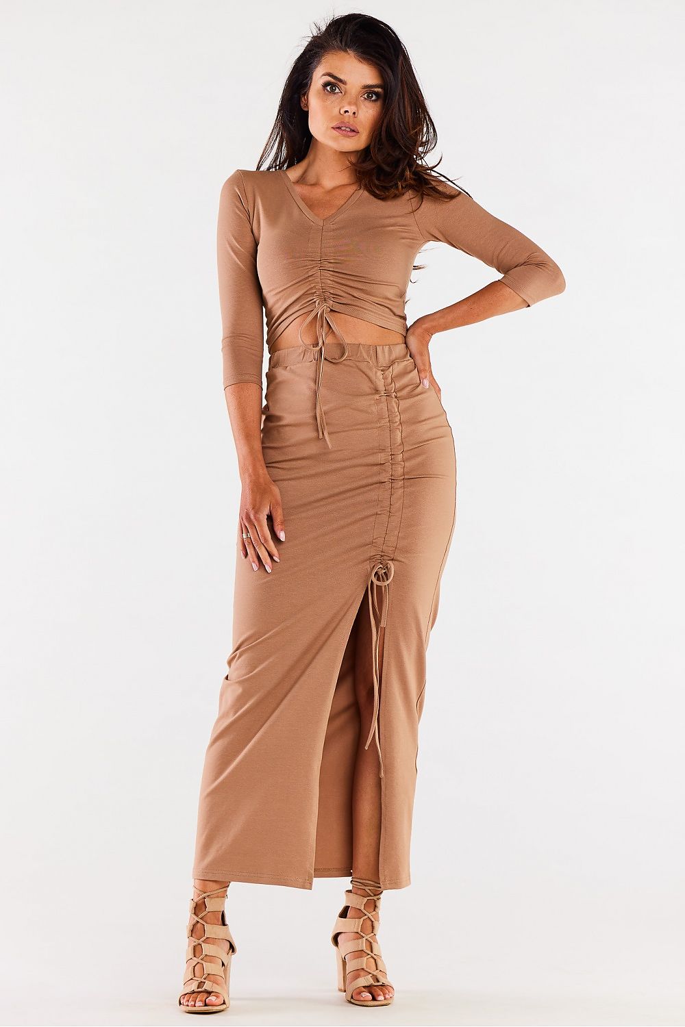 Elegant Maxi Skirt with Slit - Soft Knit Fabric for a Flattering Fit by Infinite You