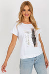 Elegant Rue Paris Cotton Blouse with Decorative Print and Short Sleeves - Available in Sizes S/M & L/XL