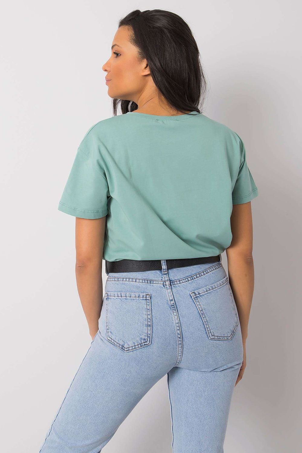 Luxury Women's Cotton Blend T-Shirt with Decorative Front Inscription and Relaxed Fit