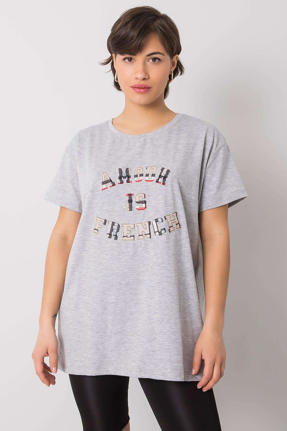 Luxury Women's Cotton Blend T-Shirt with Decorative Front Inscription and Relaxed Fit