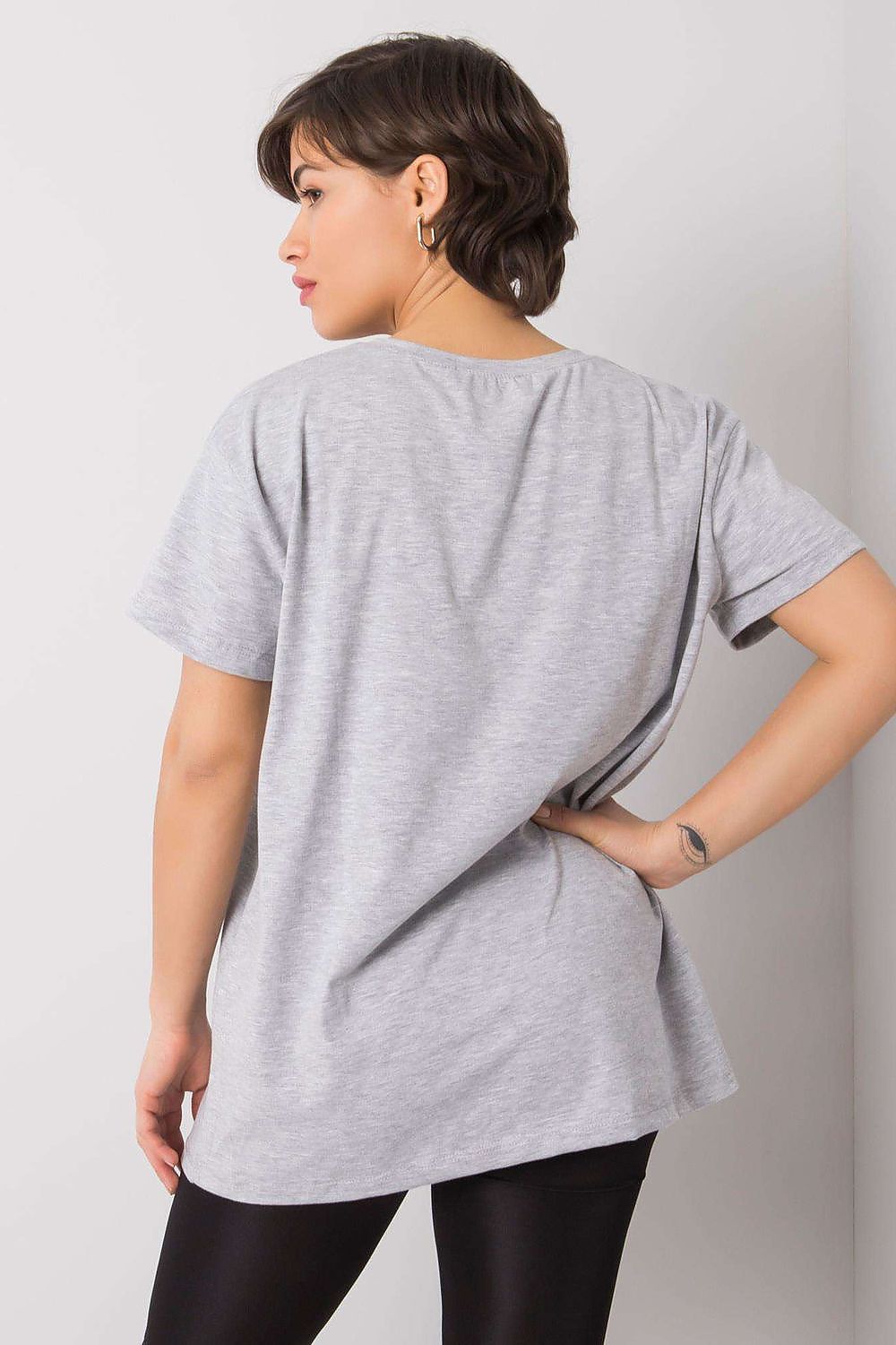 Luxury Women's Cotton Blend T-Shirt with Decorative Front Inscription and Relaxed Fit