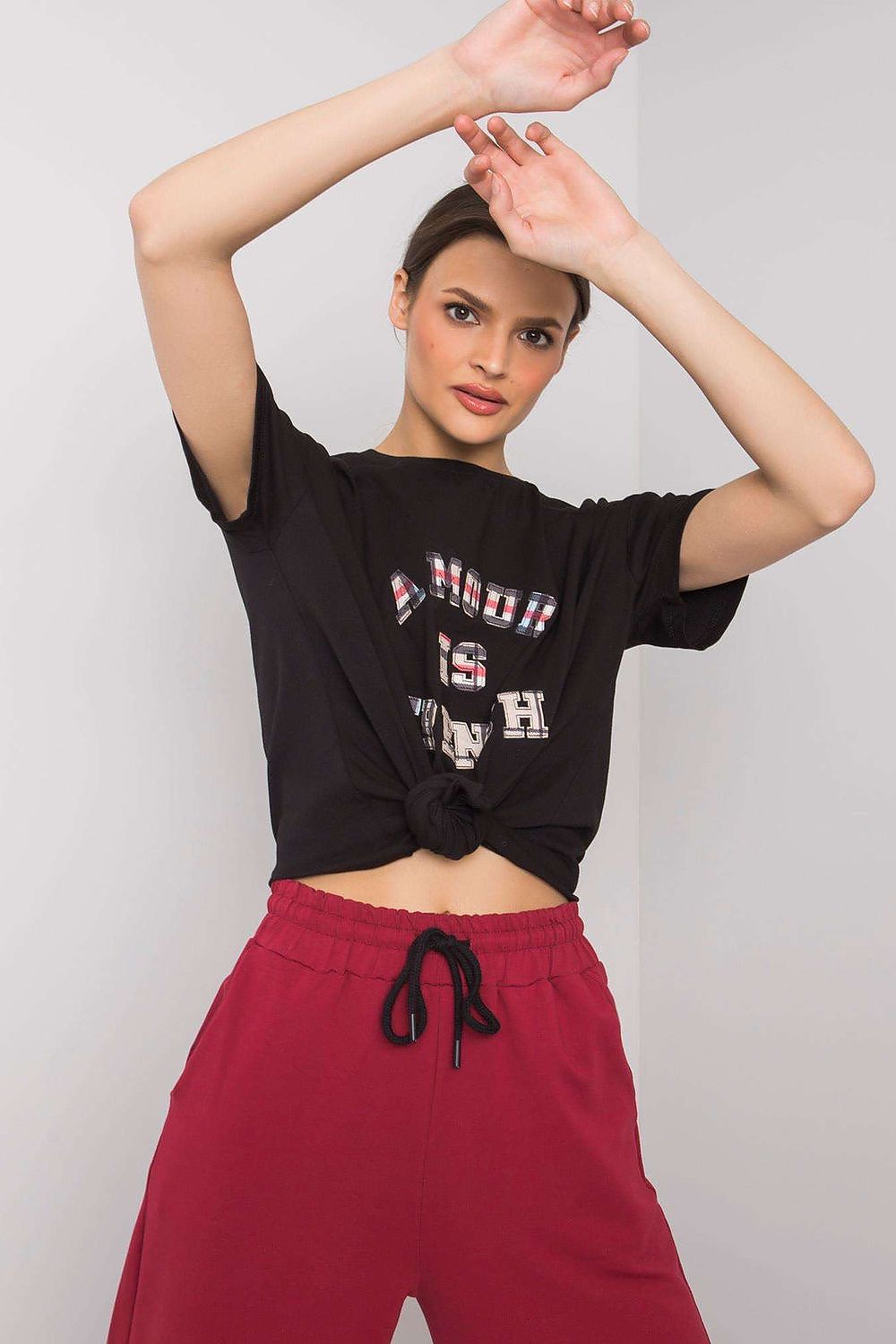 Luxury Women's Cotton Blend T-Shirt with Decorative Front Inscription and Relaxed Fit