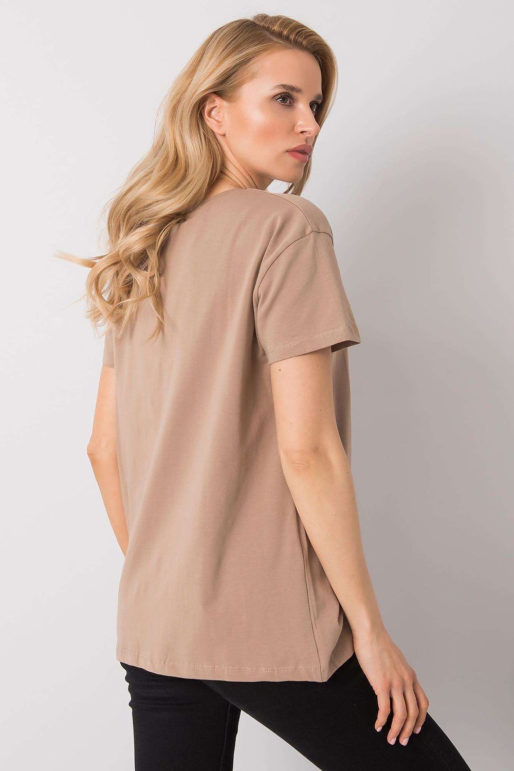 Luxury Women's Cotton Blend T-Shirt with Decorative Front Inscription and Relaxed Fit