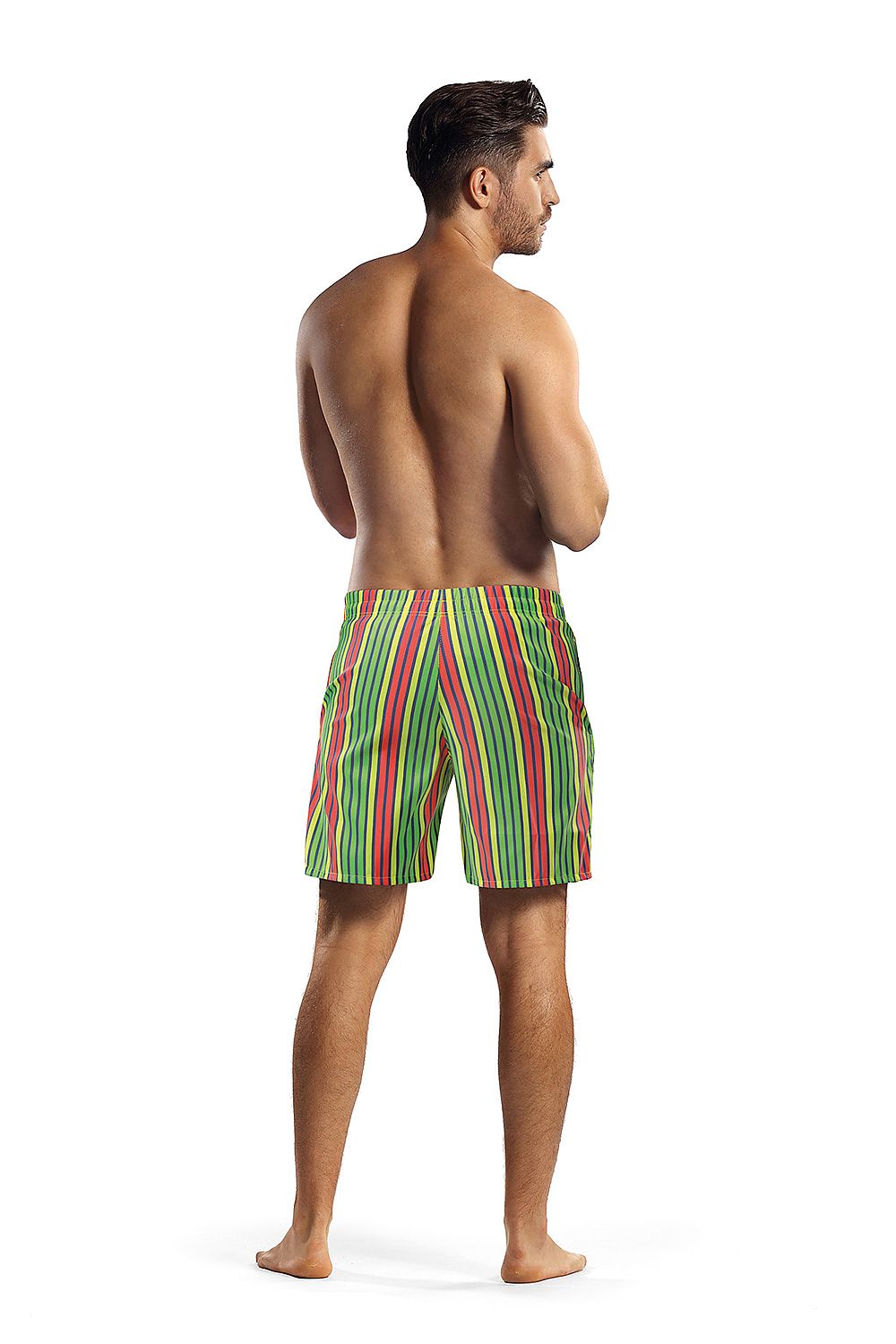 Lorin Men's Lined Swim Trunks - Soft Fabric, Elastic Waistband with Tie & Slip Pockets