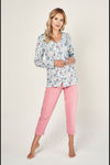 Luxury Cotton Women's Pyjamas Set - Stylish Long Sleeve Button-Down Shirt & Fisherman Pants