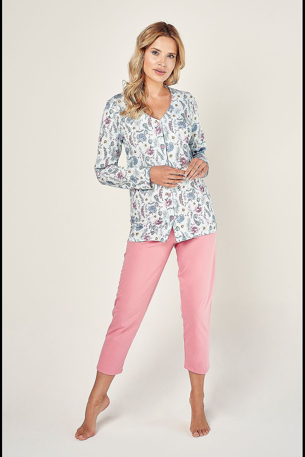 Luxury Cotton Women's Pyjamas Set - Stylish Long Sleeve Button-Down Shirt & Fisherman Pants