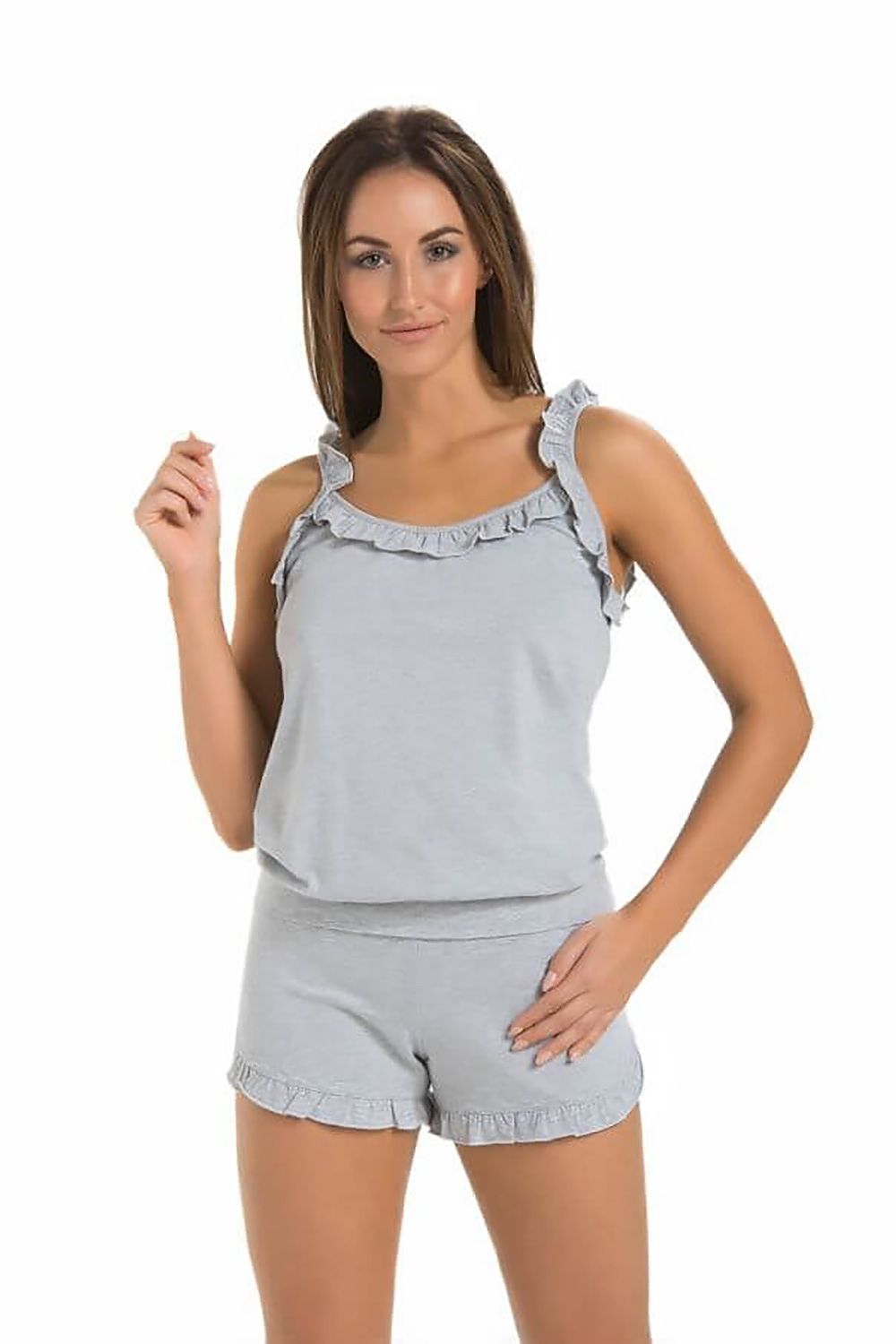 Teyli Women's Grey Frill Shorts - Soft Viscose, Comfortable Elastic Waistband, Perfect for Home & Leisure