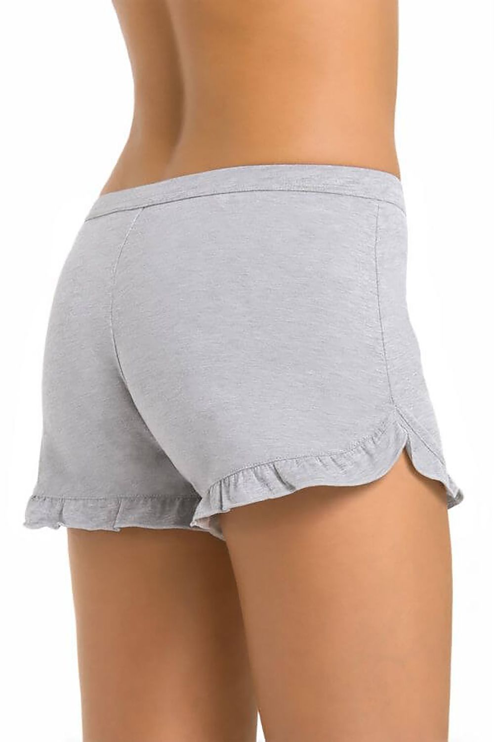 Teyli Women's Grey Frill Shorts - Soft Viscose, Comfortable Elastic Waistband, Perfect for Home & Leisure