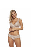 Elegant Beige Push-Up Bra with Gel Insert, Lace Detail and Adjustable Straps by Lupo Line
