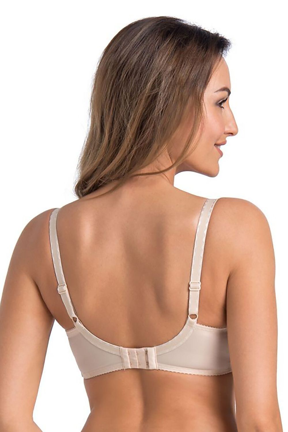 Luxury Beige Padded Bra with Lace Detailing, Reinforced Support and Cotton Lining by Teyli