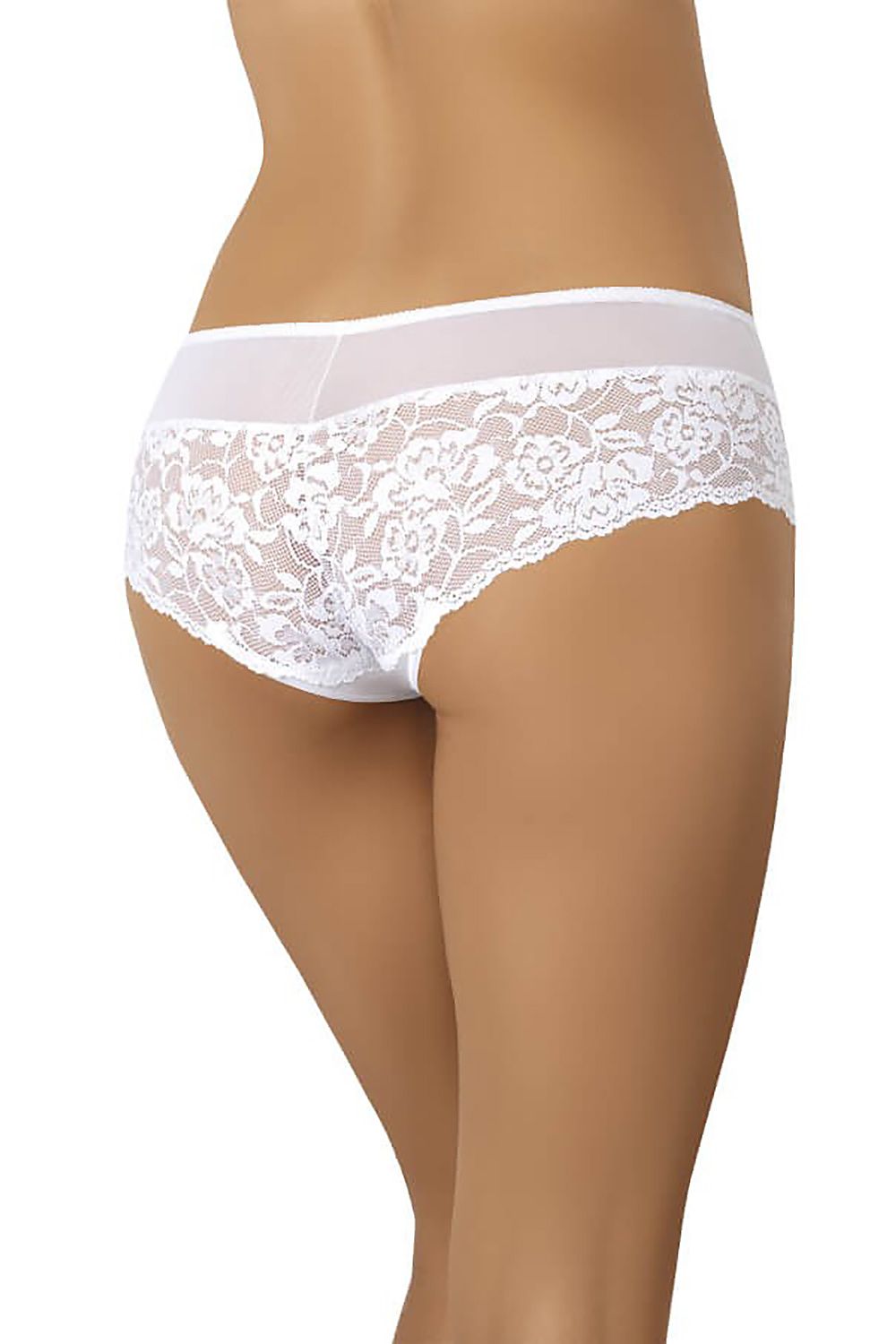 Women's Elegant Lace Shorts in White Delicate Mesh with Soft Cotton Lining and Elastic Waistband