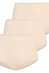 Luxury Bamboo Fiber Women's High-Waist Panties Set - 3-Pack in Beige, Sizes XS to 3XL