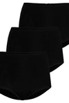 Classic High-Waisted Bamboo Panty Set - 3-Pack in Black, Sizes XS to XXXL
