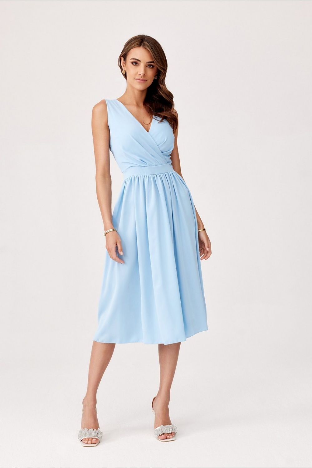Elegant Midi Cocktail Dress with Envelope Neckline | Roco Fashion Women's Dress