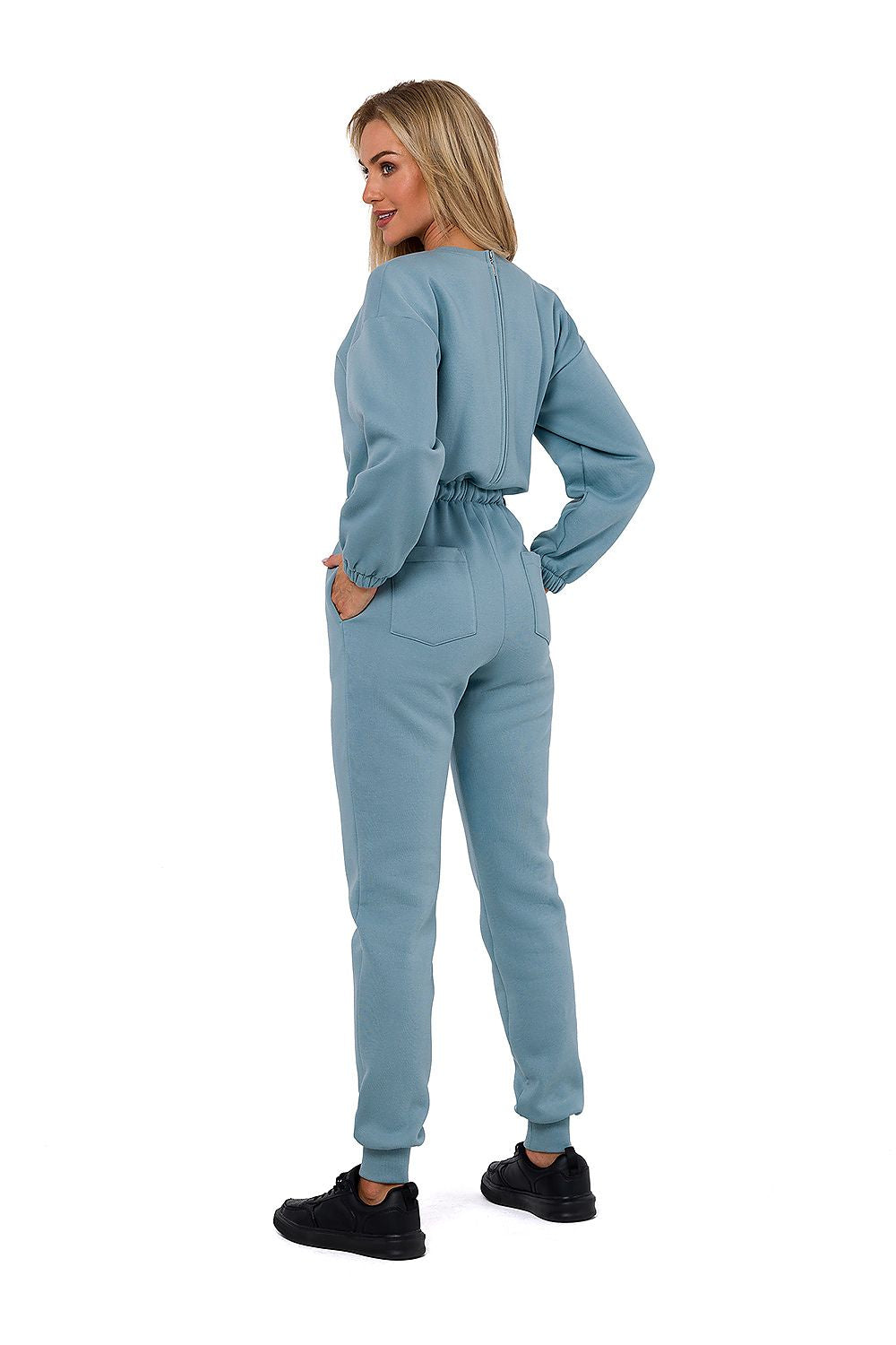 Luxury Women's Moe Suit with Long Sleeves, Waist Ties, and Side Pockets - Made in Poland