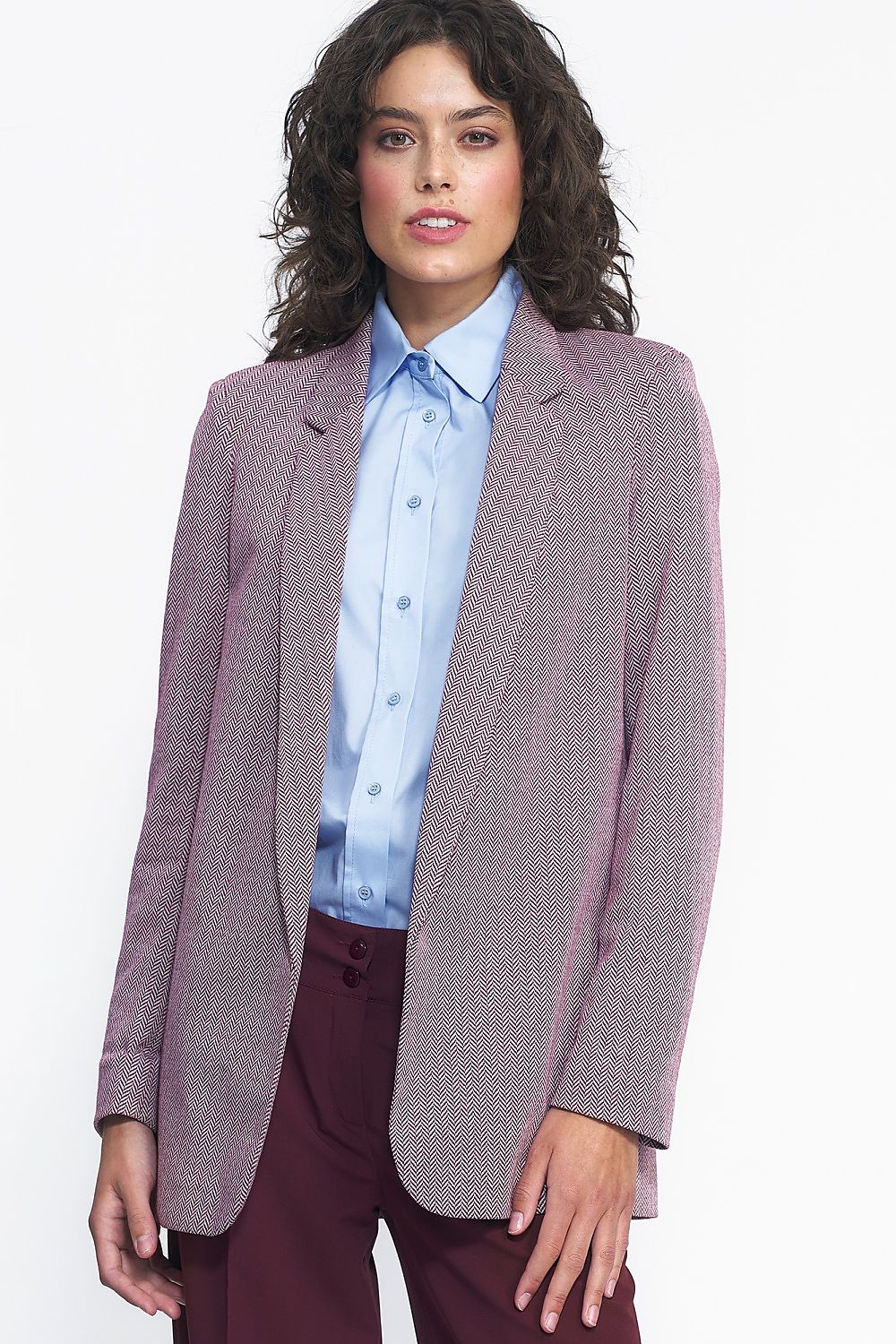 Elegant Unlined Patterned Jacket By Nife - Versatile Fashion For Work, Dates, and Celebrations