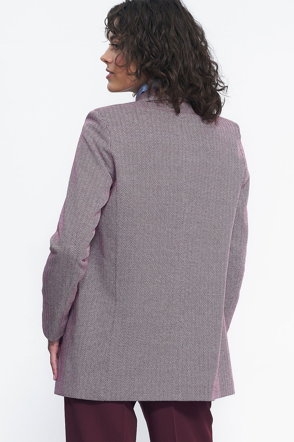 Elegant Unlined Patterned Jacket By Nife - Versatile Fashion For Work, Dates, and Celebrations