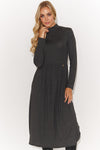 Elegant Over-The-Knee Dress with Turtleneck and Fitted Silhouette - Sizes EU 36-42 by Makadamia