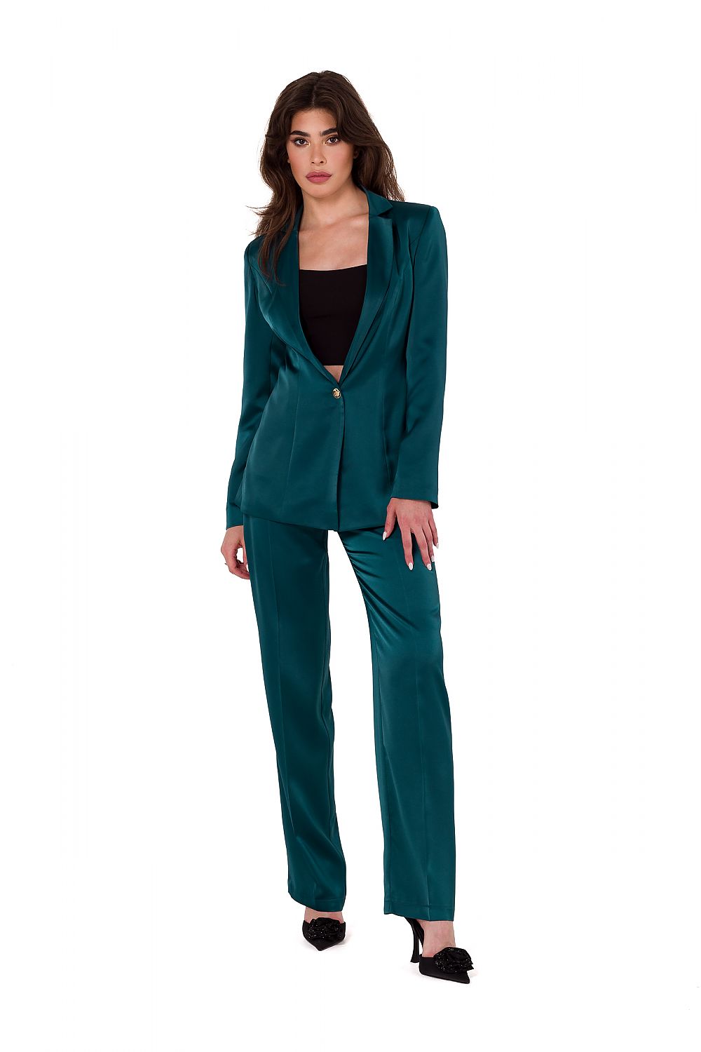 Elegant Satin Trousers for Women by Makover | Classic Straight Leg Design | Unlined Comfort