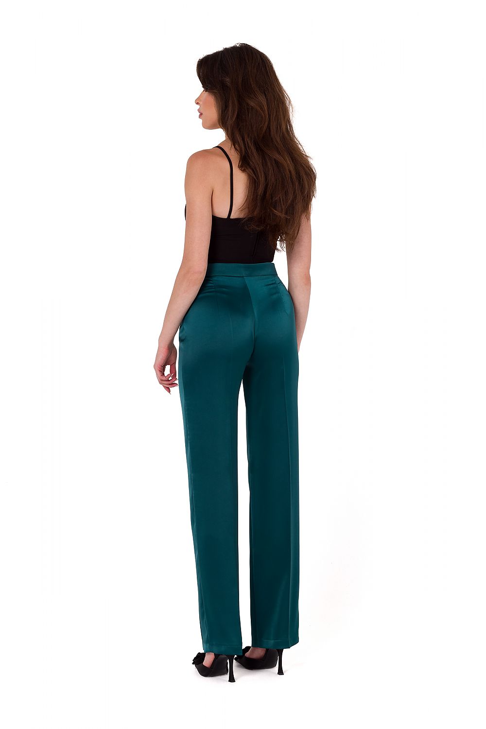 Elegant Satin Trousers for Women by Makover | Classic Straight Leg Design | Unlined Comfort