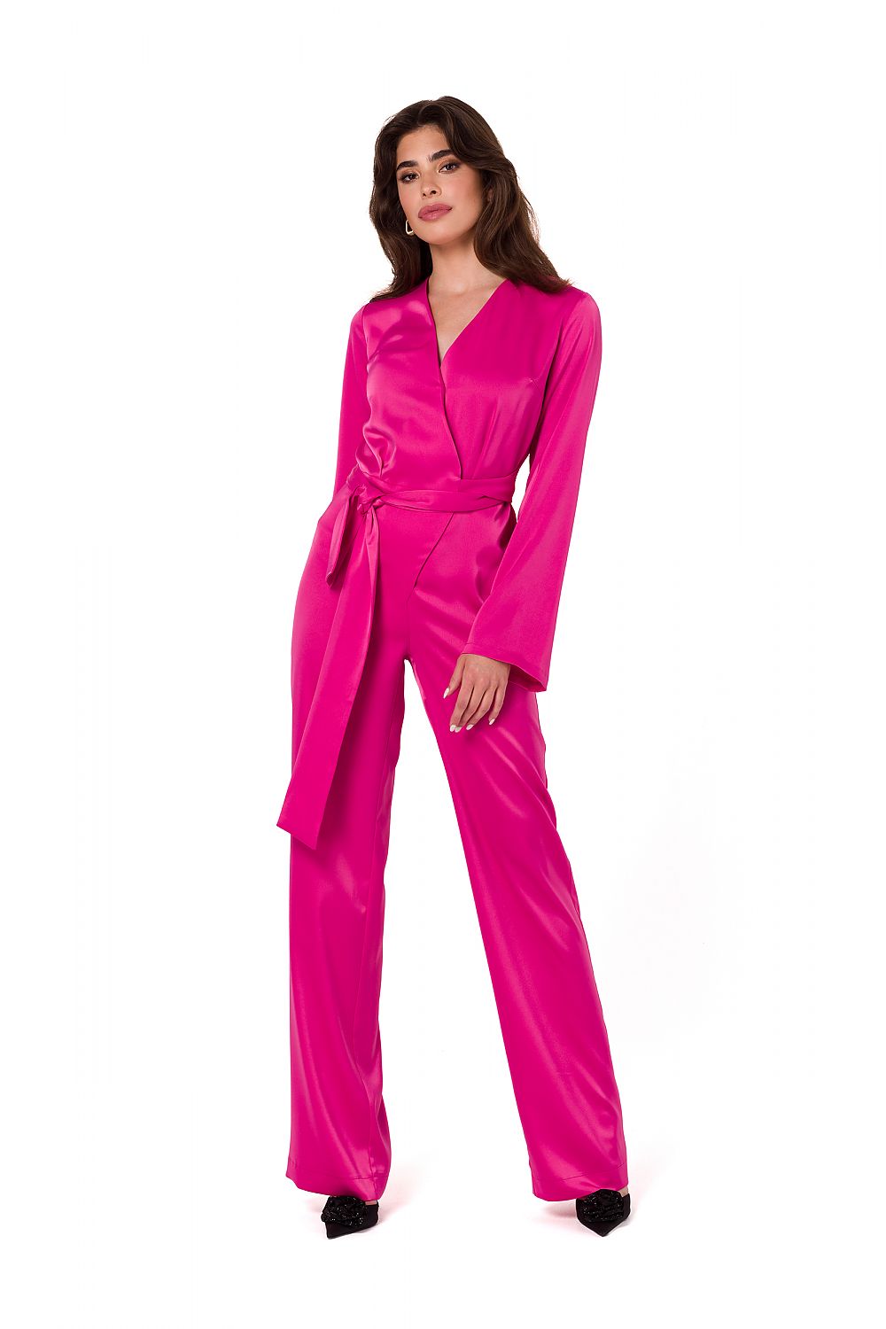 Elegant Satin Trousers for Women by Makover | Classic Straight Leg Design | Unlined Comfort