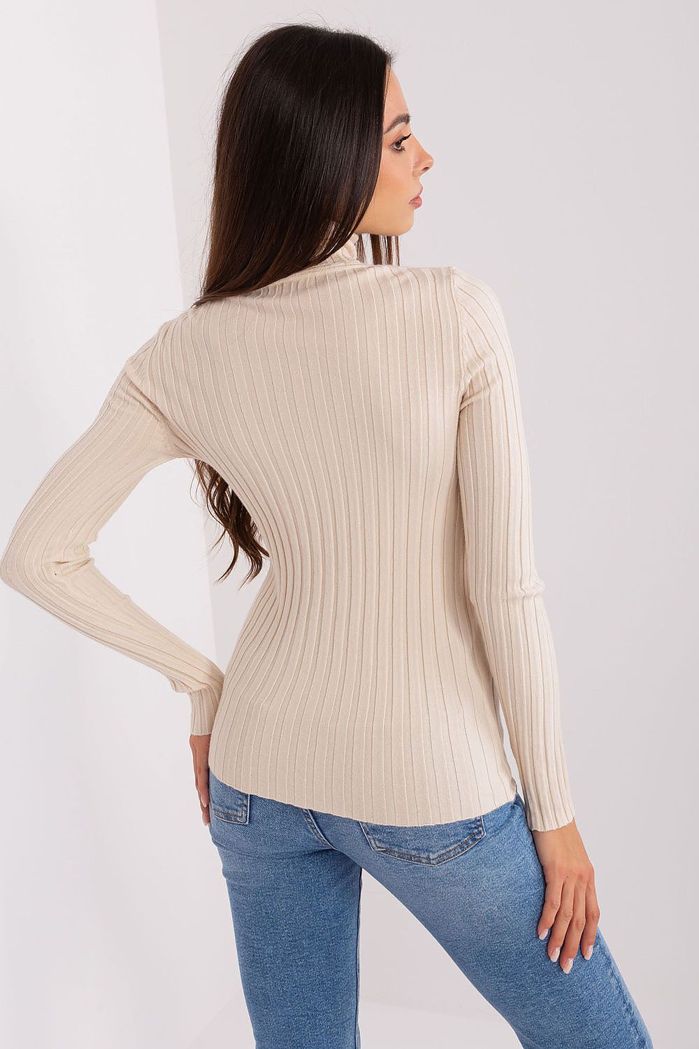 Luxury Viscose Turtleneck Sweater with Ribbed Fabric - Elegant Comfort for Work and Everyday Wear
