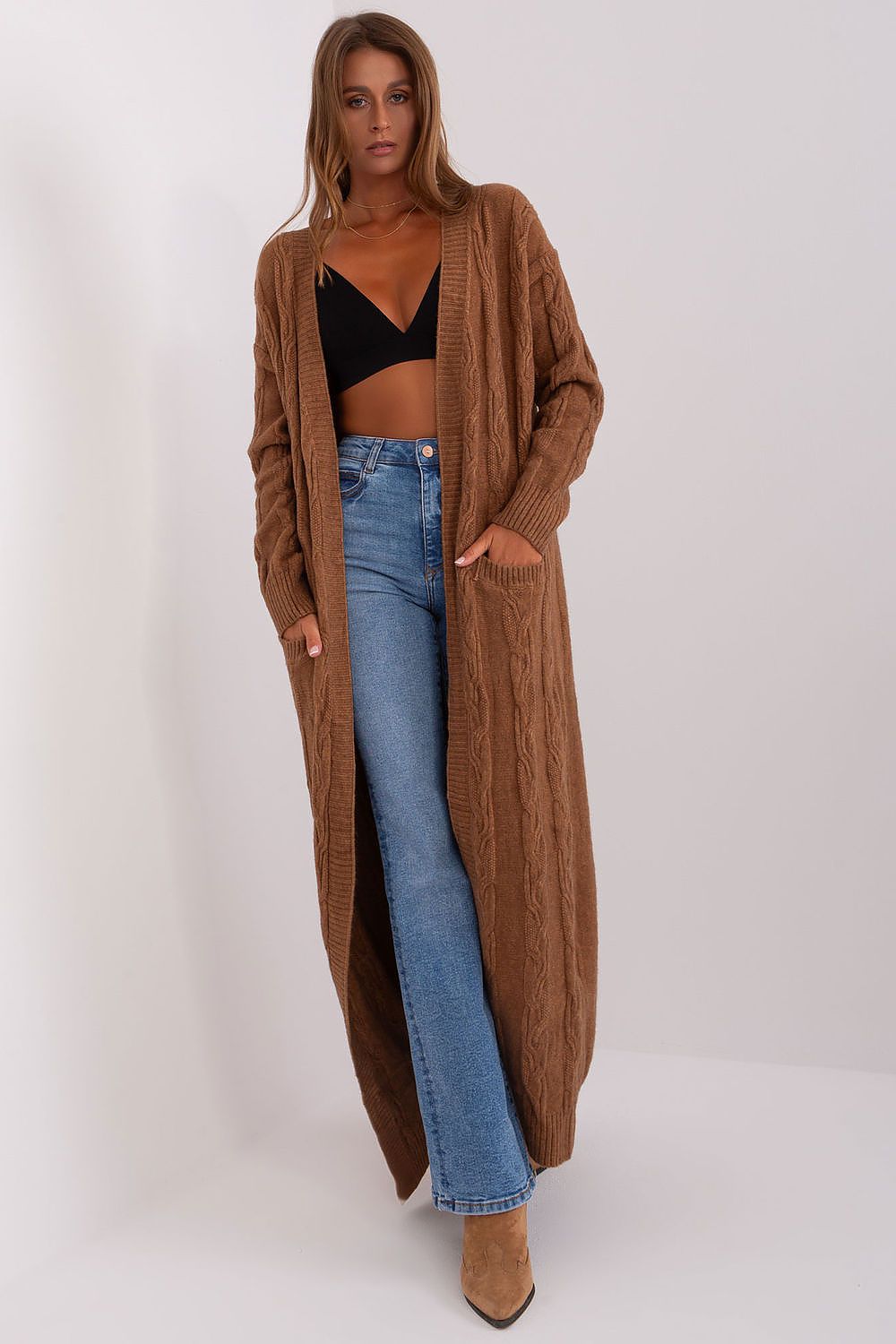 Luxury Ankle-Length Cardigan in Warm Acrylic Blend – Perfect for Everyday Wear