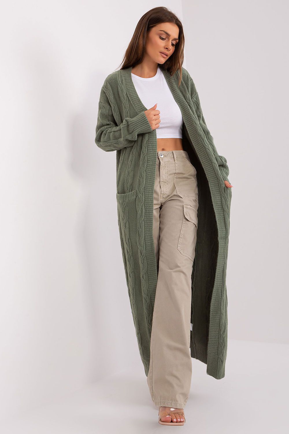 Luxury Ankle-Length Cardigan in Warm Acrylic Blend – Perfect for Everyday Wear