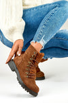 PRIMO Elegant Brown Suede Booties with 15 cm Upper and 3 cm Heel - Comfortable Warm Footwear