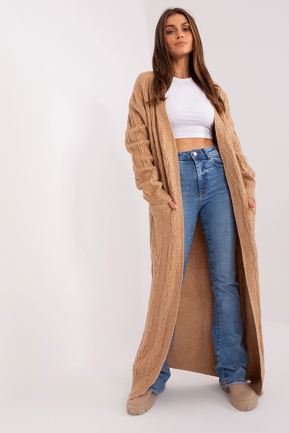 Luxury Ankle-Length Cardigan in Warm Acrylic Blend – Perfect for Everyday Wear