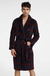 Luxurious Henderson Men's Bathrobe in Burgundy and Navy Blue with Adjustable Belt and Pockets